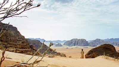 Theeb by Naji Abu Nowar, below, is about a Bedouin boy helping a British soldier navigate the desert. Courtesy Abu Dhabi Film Festival; AFP
