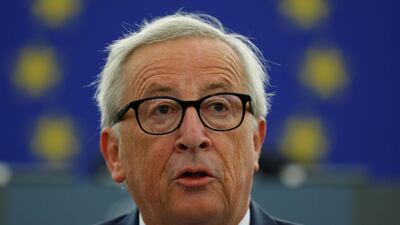 European Commission President Jean-Claude Juncker told the European Parliament in Strasbourg that the EU needs skilled migrants, in his State of the Union Speech, on September 12, 2018. Reuters