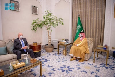 Saudi Crown Prince Mohammed bin Salman meets US special envoy for Yemen Tim Lenderking. SPA