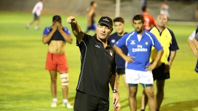 Roelof Kotze, in black, has made changes to the UAE squad for the Bangkok Sevens. Pawan Singh / The National