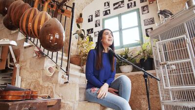 Lina Sleibi records for The Delia Sessions. Courtesy Delia Arts Foundation