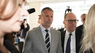 Ryan Giggs arriving at Manchester Crown Court with his legal team on August 9, 2022. Getty Images