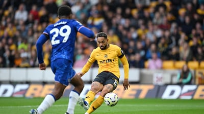Mattheus Cunha of Wolverhampton Wanderers scores his team's first goal. Getty Images