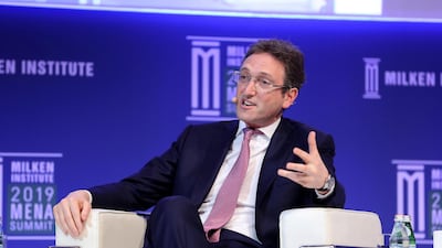 Jonathan Goldstein , Cain International during the Emerging Trends: Shaping Real Estate session at the Milken Institute MENA Summit 2019 held at The St. Regis Saadiyat Island Resort in Abu Dhabi. Pawan Singh / The National