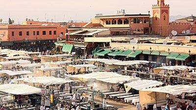 Djemaa el Fna, Morocco's largest market, is a shopper's paradise where interesting items from different parts of Africa can be found.