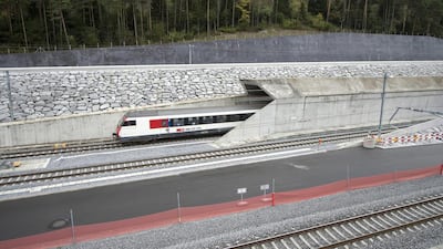 A test train was run close to the northern gate near Erstfeld in October, 2015. Urs Flueeler / Keystone via AP