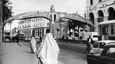 A street scene in Tripoli from 1970, a year after Qaddafi's coup overthrew Libya's short-lived monarchy. Keystone-France / Gamma-Keystone via Getty Images