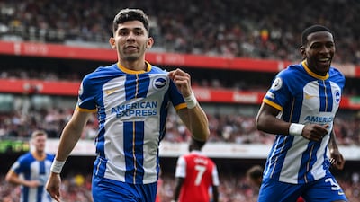 Julio Enciso 8: Started on left and had game’s first shot on target when Ramsdale palmed his powerful strike over bar. Leant back and skied a decent chance later in half. Headed Brighton into the lead just after break. Caused chaos in Arsenal defence and ran himself into the ground. AFP