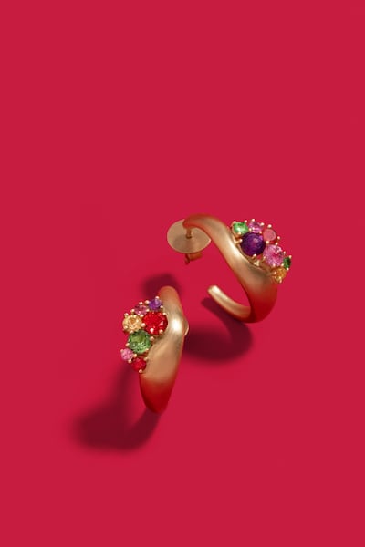 18k Yellow Gold Earrings with Multicoloured Sapphire, £8,110, by Nada Ghazal. Photo: Nada Ghazal