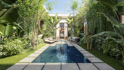 An inner garden provides some greenery.