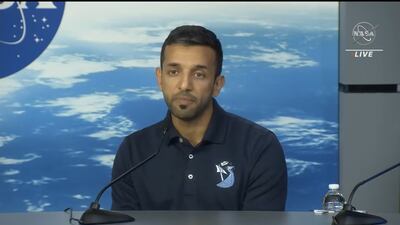 UAE astronaut Sultan Al Neyadi at a Nasa press conference. Photo: Nasa