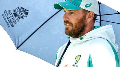 Aaron Finch prior to the T20 World Cup match between Australia and England in Melbourne, which was washed out due to the weather. AFP