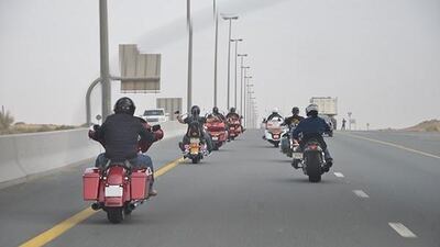 Abu Dhabi Police are calling on motorbike riders to slow down and stick to traffic regulations to reduce numbers of road accidents. Courtesy: Abu Dhabi Police