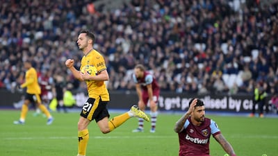 Pablo Sarabia of Wolverhampton Wanderers celebrates a goal that is later disallowed. Getty Images