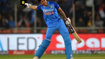 India's Shubman Gill celebrates his century. AFP