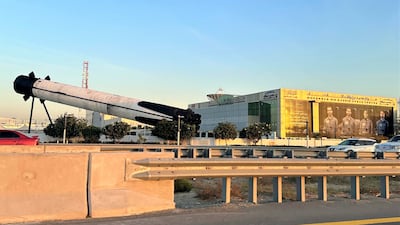 A SpaceX rocket model that was on show at Expo 2020 Dubai's US pavilion has been moved to the Mohammed bin Rashid Space Centre. Sarwat Nasir / The National
