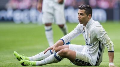 Cristiano Ronaldo of Real Madrid reacts during the Primera Liga match between Athletic Club Bilbao and Real Madrid at San Mames Stadium on March 18, 2017 in Bilbao, Spain. Juan Manuel Serrano Arce / Getty Images