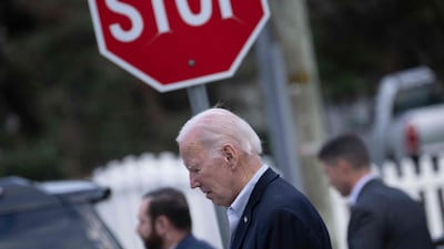 US President Joe Biden leaves Saint Edmond Catholic Church in Delaware after attending mass on Sunday. AFP