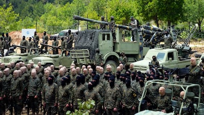 Fighters from Hezbollah on a training exercise in the Jezzine district of southern Lebanon in May 2023. AP Photo