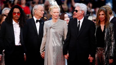 Luka Sabbat, Bill Murray, Tilda Swinton, director Jim Jarmusch and Sara Driver attend the opening ceremony and screening of 'The Dead Don't Die' at the Cannes Film Festival on May 14, 2019. EPA