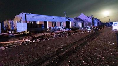 Damaged buildings in the village of Hrusky, 60 kilometres south of Brno, South Moravia, Czech Republic, after it was hit by a tornado. AFP