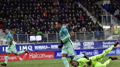 Neymar rounds the Eibar goalkeeper to score Barcelona’s fourth goal. Alvaro Barrientos / AP Photo