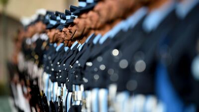 Indian soldiers line up to pay homage at Raj Ghat, the memorial for Indian independence icon Mahatama Gandhi, on Martyr's Day, in New Delhi. AFP