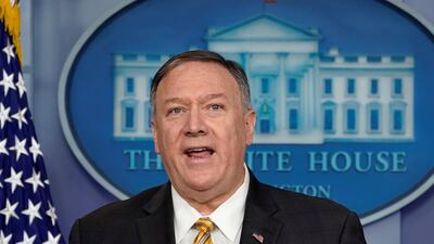 US Secretary of State Mike Pompeo speaks to reporters in the briefing room of the White House in Washington. Reuters