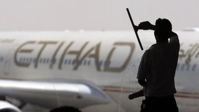 Etihad Airways took the top spot among influential UAE brands on LinkedIn. Jaime Puebla / The National