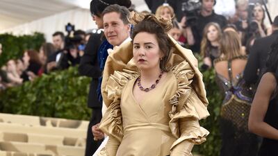 Lena Dunham looks Elizabethan on the red carpet. AP