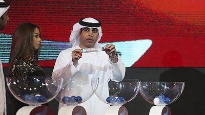 Mahdi Ali drew out the draw ticket for UAE at the draw ceremony. Lee Hoagland / The National