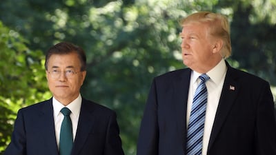 South Korean president Moon Jae-in recently suggested that Mr Trump should get the Nobel Peace Prize as long as the Koreas receive peace in return. AFP/JIM WATSON