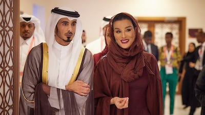 Sheikh Jassim, left, with Sheikha Moza