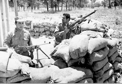 Greek-Cypriot soldiers in 1974 guarding a position near Nicosia, days after a coup took place. The coup prompted Turkey to invade the northern part of the island and Cyprus has been divided since. HO / AFP