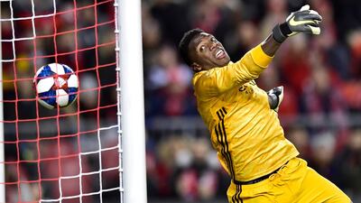 New York City FC goalkeeper Sean Johnson cannot get to a shot during an MLS soccer match in Toronto. AP Photo