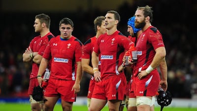 Wales' George North and his teammates shown during Saturday's Test victory over Fiji. Stu Forster / Getty Images / November 15, 2014