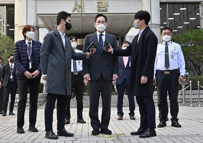 Lee Jae-yong, Samsung's new chairman, leaves a Seoul court after his trial related to violations of Capital Market Financial Investment Business Act. AFP