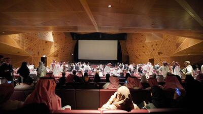 Hundreds of guests enjoy the inauguration of the Kingdom first public cinema at King Abdullah Financial District (KAFD) theatre in Riyadh, Saudi Arabia. Majed Al Malki / EPA