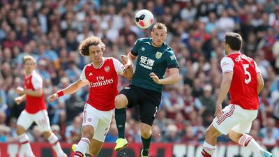 Arsenal's David Luiz in action with Burnley's Chris Wood during Arsenal's 2-1 Premier League win at the Emirates last week. Reuters