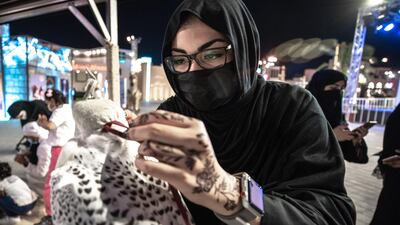 Zainab Abed El Nabi, a representative from the Emirates Falconers’ Club, said they teach young children about Emirati culture. All photos by Victor Besa / The National