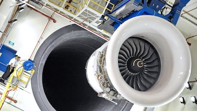 The engine testing area at a Rolls-Royce manufacturing and training facility. AFP
