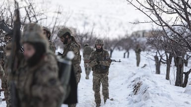 Syrian soldiers near the border with Lebanon. AFP