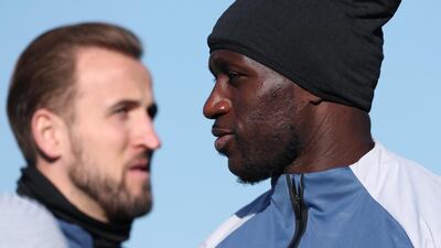 Moussa Sissoko, right, with Harry Kane in the background.