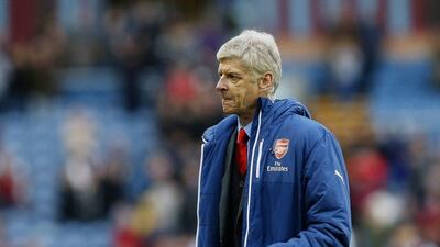 Arsenal manager Arsene Wenger reacts after his team's win against Burnley in the Premier League on Saturday. Andrew Yates / Reuters / April 11, 2015