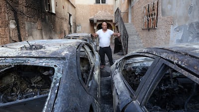 Vehicles destroyed during the raid. EPA