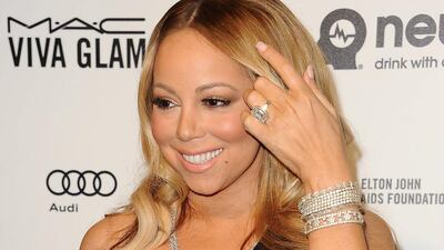 While it’s not Mariah Carey’s first blinding ring, the 35-carat emerald-cut diamond ring presented to her by Australian billionaire fiancé is certainly superior – in size, that is, and reportedly cost around Dh37 million. Jason LaVeris / Getty Images