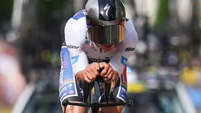 Belgium's Remco Evenepoel strains during the seventh stage. AP