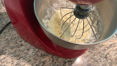 After around nine minutes, your cream will collapse a little. Keep whipping. Farah Andrews / The National