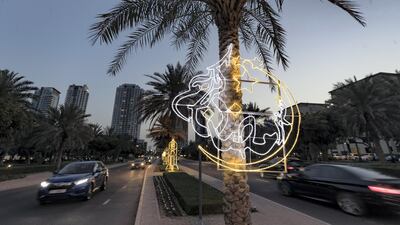 Ramadan lights at sunset in The Greens, Dubai. Chris Whiteoak / The National