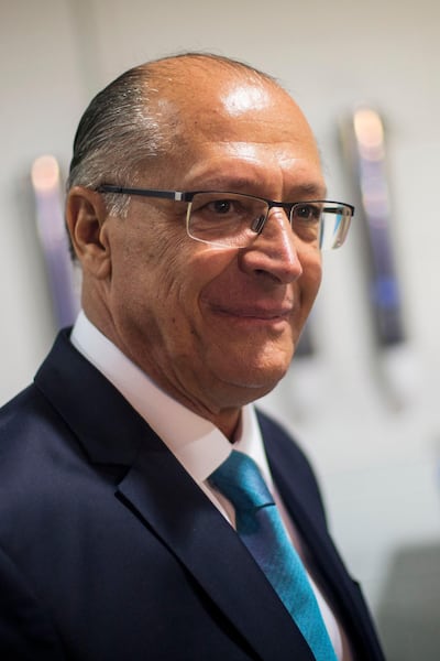 Brazilian presidential candidate Geraldo Alckmin (PSDB) arrives to the press conference after the last presidential debate. AFP